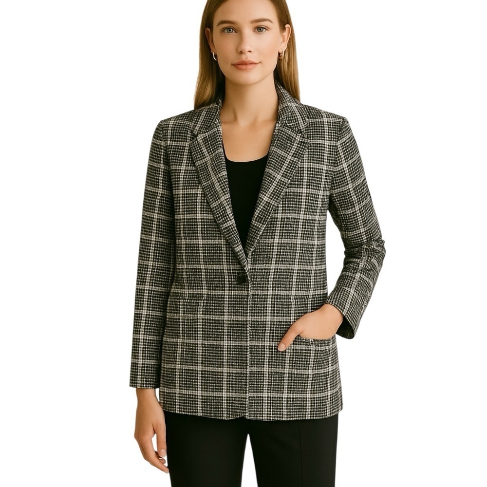 Philosophy XS Plaid Neutral Single Button Blazer Jacket Fall Fashion